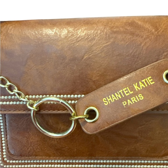 Shantel Katie Paris Brown Crossbody Bag, Guiter Strap Crossbody Chain, NWOT - Picture 5 of 5